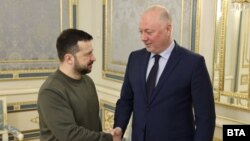 Украинският президент Володимир Зеленски и председателят на българския парламент Росен Желязков в Киев, 7 февруари 2024 г.