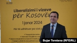 Premijer Kosova Aljbin Kurti u obraćanju na aerodromu u Prištini, 1. januara 2023.