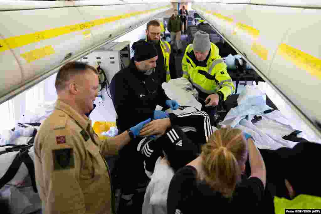 After landing at Schipol Airport in Amsterdam, the injured Ukrainian soldiers are transported to a local hospital. The injured are also flown to Oslo, Copenhagen, Berlin, and Cologne.