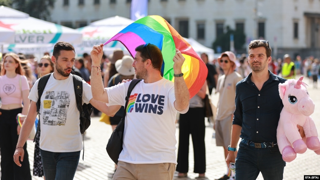Bulgarians participate in Pride events in the capital, Sofia, on June 22.