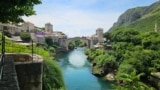 Old bridge (Stari most), old town Mostar, Bosnia and Herzegovina, June 2023. 