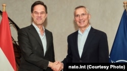 Dutch Prime Minister Mark Rutte (left) will replace outgoing NATO Secretary-General Jens Stoltenberg (file photo)