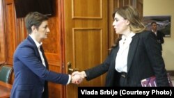 Premijerka Srbije Ana Brnabić sa šeficom UNMIK-a Karolin Zijade u Beogradu, 4. oktobar 2023. 