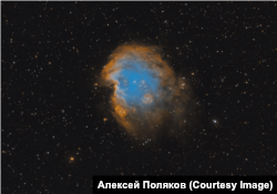 Туманность "Голова обезьяны" в созвездии Ориона в цветах палитры Хаббла. Снято в 30 км от Новосибирска