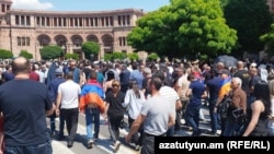 Armenia - Supporters of Archbishop Bagrat Galstanian march through central Yerevan, May 27, 2024.