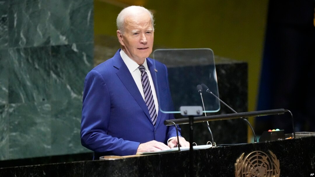 Presidenti amerikan, Joe Biden, gjatë fjalimit të tij para Asamblesë së Përgjithshme të OKB-së.