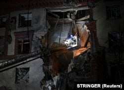 Жилой дом, разрушенный в результате атаки на Запорожье, 18 октября 2023 года
