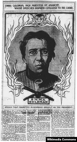 "Эмма Гольдман, верховная жрица анархии". Chicago Daily Tribune, 8 сентября 1901.