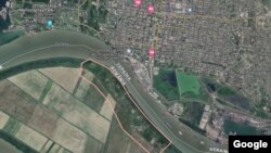 Вид со спутника на украино-румынскую границу в районе ударов российских дронов