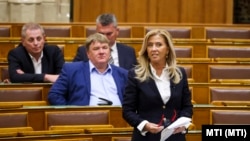 Selmeczi Gabriella, a Fidesz képviselője, frakcióvezető-helyettes az Országgyűlés plenáris ülésén 2023. május 30-án