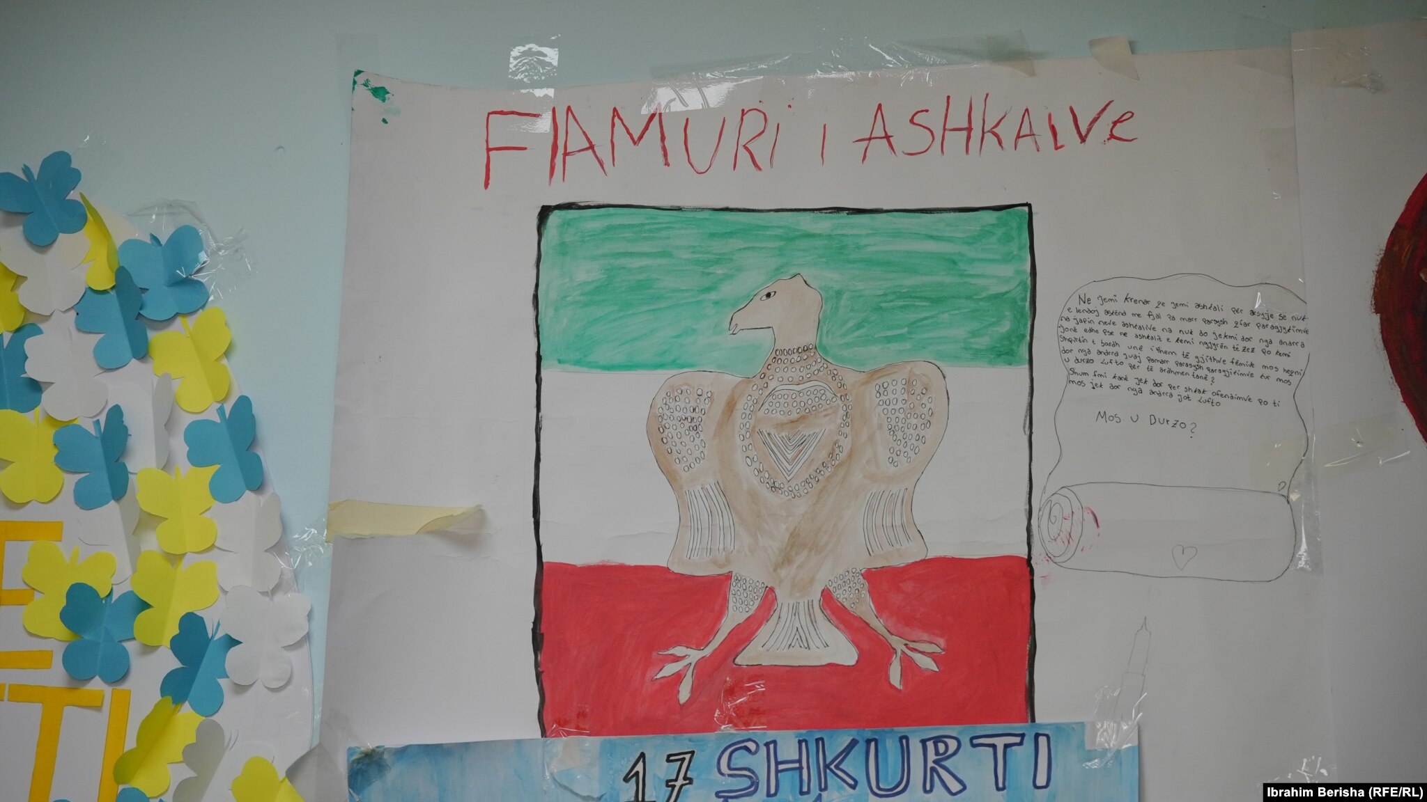 Një vizatim i flamurit të komunitetit ashkali, i cili ishte vizatuar për ndër të Ditës së Flamurit të këtij komuniteti më 15 shkurt 2024.