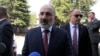 Armenian Prime Minister Nikol Pashinian talks to reporters in Stepanavan, April 20, 2024