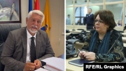 Karposh Mayor Stevco Jakimovski (left) and Katica Janeva, a former special prosecutor in North Macedonia (composite file photo)