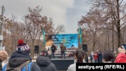KAZAKHSTAN -- The first rally of independent candidates for Majilis and Maslikhat election. Almaty, Feb.19, 2023