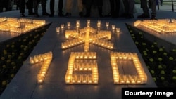 Композиция из свечей, символизирующая 160-летие со дня завершения Кавказской войны. Грузия, 2024 год