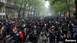 Protestat për 1 maj në Paris të Francës kundër reformës në pensione, 1 maj 2023.
