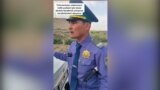 Turkmenistan. Traffic police ripping his own shoulder strap. June 2023
