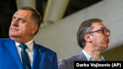 Predsednik bh. entiteta Republike Srpske Milorad Dodik i predsednik Srbije Aleksandar Vučić, 15. april 2022.