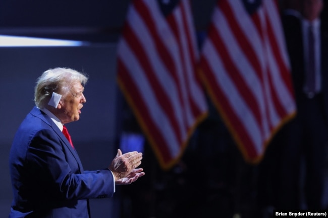 دونالد ترامپ، نامزد حزب جمهوری‌خواه در انتخابات ریاست‌جمهوری ۲۰۲۴ آمریکا در چهارمین شب از گردهمایی میلواکی