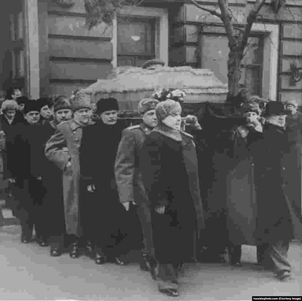 Members of Stalin&rsquo;s inner circle including Vyacheslav Molotov (center left, in black), Malenkov (front), and Beria (on far right) carry Stalin&rsquo;s coffin out of the House of the Unions building on March 9. Many Russians recall genuine grief and a sense of uncertainty during the days of official mourning. Others, including political prisoners,&nbsp;remember an atmosphere of discreet, feverish celebration. One labor camp inmate recalled, &quot;I was slogging in the permafrost with a pickax when I heard my partner from above: &#39;Tolya, get out here. The bastard is dead!&#39; Every camp inmate was joyful. You could notice it.&quot;