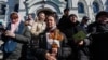 UOC supporters gather at the Kyiv-Pechersk Lavra in Kyiv on March 30.