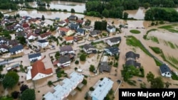 Poplavljeno područje u selu Sneberje, u blizini grada Kamnika, Slovenija, 4. avgusta 2023.