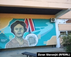 The mural of physicist Branislava Perovic-Neskovic in the Belgrade municipality of Grocka