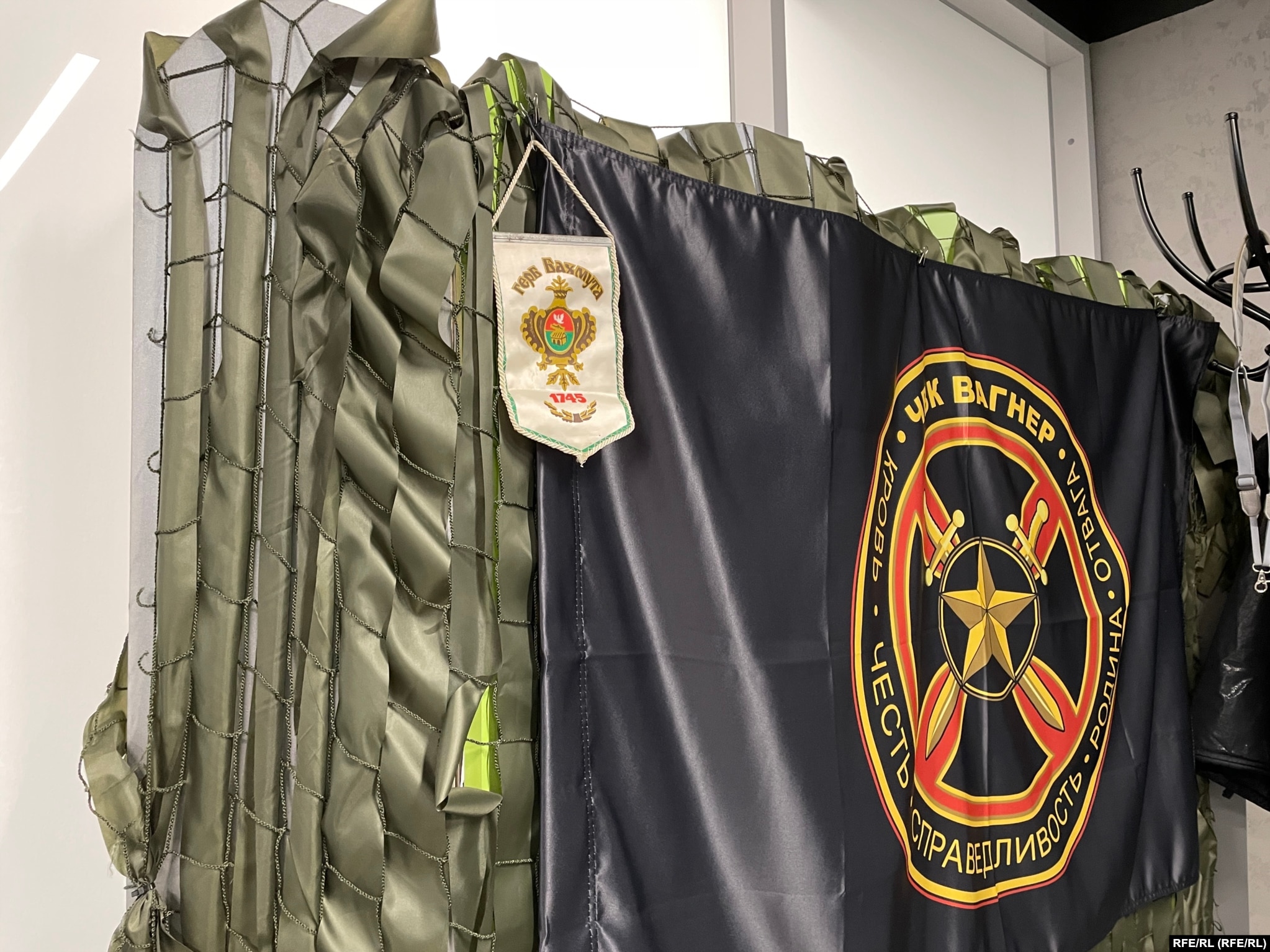 The Bakhmut coat of arms seen inside the training center.