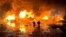 Firefighters work at a port compound on the Danube River damaged by a Russian drone strike in Ukraine's Odesa region in October.