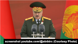 Аляксандар Лукашэнка на парадзе 3 ліпеня 2024 ў Менску