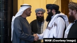  شیخ محمد بن زاید آل نهیان رهبر امارات متحدۀ عربی با هیئت طالبان افغانستان 