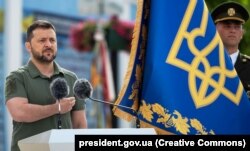 Președintele Volodimir Zelenski, la sărbătorirea zilei statlității ucrainene, în 28 iulie.