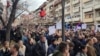 Protesta e serbëve në Mitrovicë të Veriut më 12 shkurt 2024. 