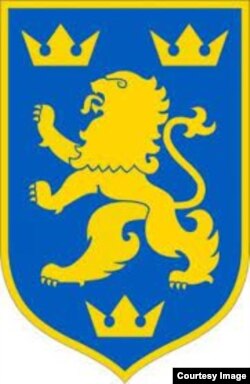 Leul cu trei coroane apărut în perioada Revoluțiilor din 1848 din Europa, vechi simbol național ucrainian.