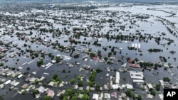 Город Олешки на левом берегу Херсонщины, затопленный в результате уничтожения Каховской ГЭС, 10 июня 2023 года