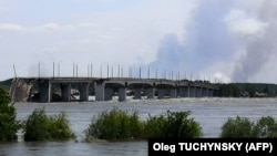 The Antonovskiy Bridge on the outskirts of Kherson