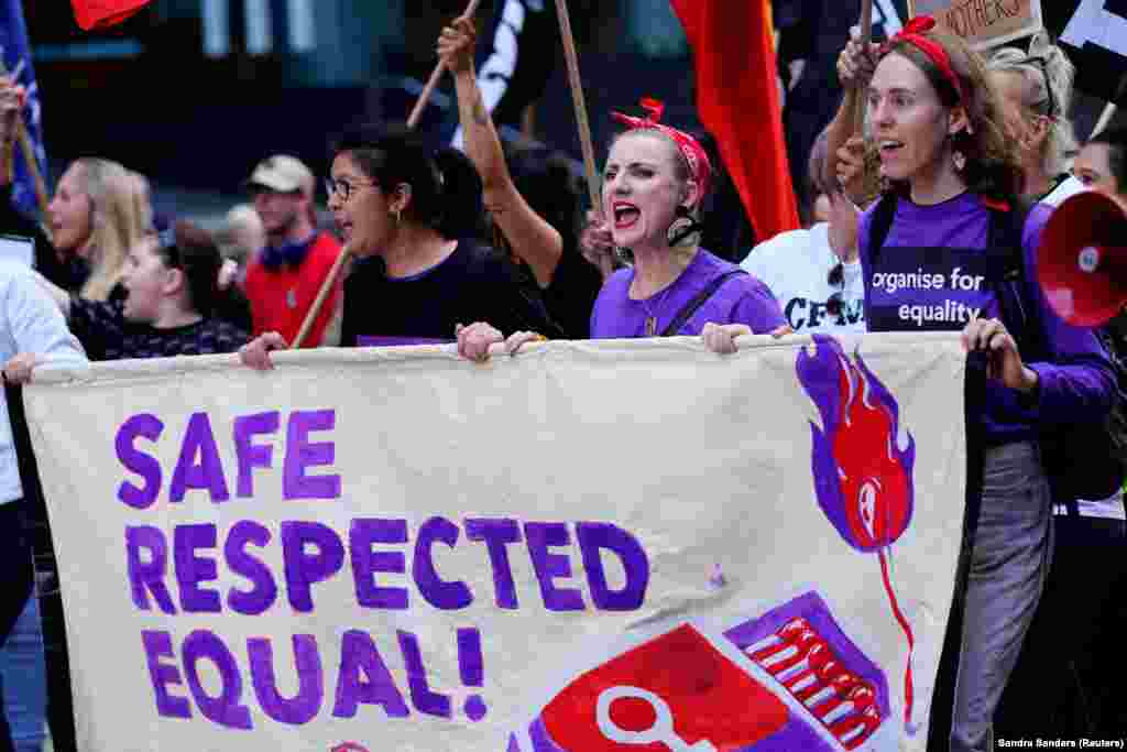 Protesta në Ditën Ndërkombëtare të Gruas në Melburn, Australi.