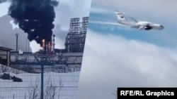 НПЗ в Нижегородской области и разбившийся самолет Ил-76, коллаж