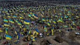 Гробове на убити украински бойци край Харков, 31 януари 2023 г.