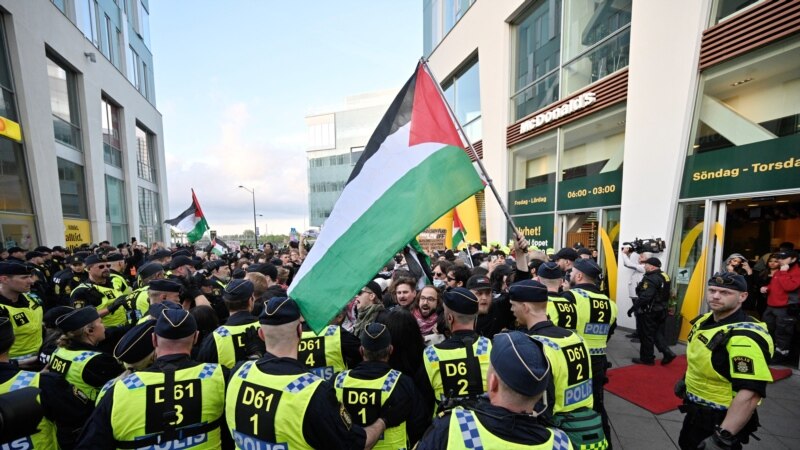 تظاهرات حامیان فلسطین همزمان با برگزاری فینال یوروويژن