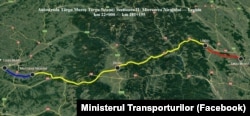 Harta autostrăzii Târgu-Mureș - Târgu Neamț, parte din Autostrada Unirii A8 Târgu-Mureș - Iași - Ungheni (granița cu Republica Moldova). Cu galben este marcată porțiunea de munte a autostrăzii, care ar urma să fie preluată de CNIR, în lungime totală de 161 km.
