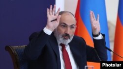 Armenia - Prime Minister Nikol Pashinian speaks during a news conference in Yerevan, March 14, 2023.