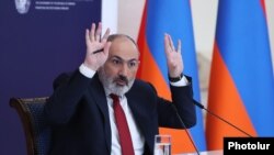 Armenia - Prime Minister Nikol Pashinian speaks during a news conference in Yerevan, March 14, 2023.