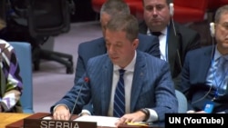 Marko Đurić dok je bio ambasador Srbije u SAD govori na sednici Saveta bezbednosti UN, 30. april 2024.