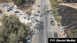  Изходът на паркинга на фестивала след офанзивата на Хамас. 