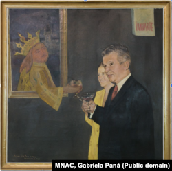 Pictura lui Dan Hatmanu intitulată „Aniversare”, realizată cu ocazia zilei de naștere a lui Nicolae Ceaușescu (26 ianuarie) a fost expusă într-o expoziție inedită la Muzeul Național de Artă Contemporană.