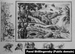 Bessarabian landscape, and portraits of peasants, sketched in 1924.