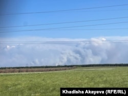 Вот так издалека видится пожар в лесном резервате. Абайская область, 11 июня 2023 года