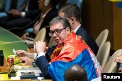 Predsjednik Srbije Aleksandar Vučić na sjednici Generalne skupštine UN-a, 23. maj 2024.