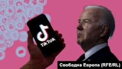Колаж със снимка на американския президент Джо Байдън и логото на ТикТок